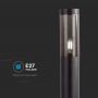 VT-1185 BOLLARD GARDEN FITING LIGHT E27 (76x119x1000mm) SMOKE PLASTIC/SS BLACK BODY IP44