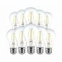 10 Pack E27 Transparent LED Bulbs - Filament - A60 - IP20 - 6W - 600 Lumens - 3000K