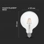 LED Bulbs - G125 Globe E27 - IP20 - Transparent - 6 Watts - 600 Lumens - 3000K - 2 Years