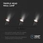 LED Wall Lights with Tripple Head - Black - IP20 - 15W - 1620 Lumens - 3000K