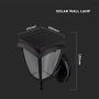 Solar Wall Lamp - 2W - 110 Lumens - 3000K+6000K - Matt Black - IP65