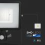 Rotatable LED Floodlights with PIR Sensor - Samsung - IP65 - Black - 50W - 4000 Lumens - 3000K - 5 Years