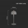 Grey Rechargeable Table Lamps - IP20 - 3W - 200 Lumen - 3IN1