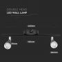 Black LED Wall Lights with Double Head - IP20 - 9W - 720 Lumens - 3000K