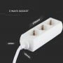 3 Ways Extension Sockets - IP20 - White - 3 m wire