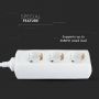 3 Ways Extension Sockets - IP20 - White - 3 m wire