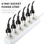 6 Ways Extension Sockets - IP20 - White - 1.5 m wire