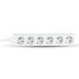 6 Ways Extension Sockets - IP20 - White - 1.5 m wire