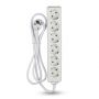 6 Ways Extension Sockets - IP20 - White - 1.5 m wire