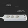 3 Ways Extension Sockets - USB - IP20 - White - 1.5 m wire