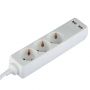 3 Ways Extension Sockets - USB - IP20 - White - 1.5 m wire