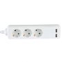 3 Ways Extension Sockets - USB - IP20 - White - 5 m wire