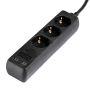 3 Ways Extension Sockets - Black - USB - IP20 - 1.5 m wire