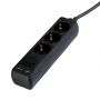 3 Ways Extension Sockets - USB - Black - IP20 - 5 m wire