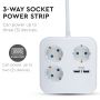 3 Ways Extension Sockets - USB - IP20 - White - 1.4 m wire - Square - Socket - Power Strip