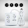 3 Ways Extension Sockets - USB - IP20 - White - 1.4 m wire - Square - Socket - Power Strip