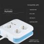 3 Ways Extension Sockets - USB - IP20 - White - 1.4 m wire - Square - Socket - Power Strip