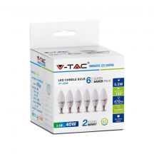 E14 White LED Bulbs - RTL - Candle - 6PC - Pack - IP20 - 5.5W - 470 Lumens - 2700K