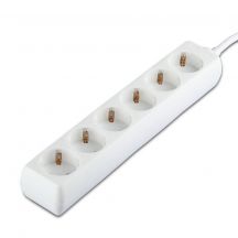 6 Ways Extension Sockets - IP20 - White - 1.5 m wire