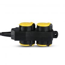 4 Ways Extension Sockets - IP44 - Black+Yellow - 3m wire - Socket - Power Strip